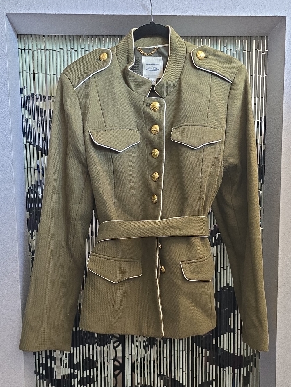 Banana Republic x Olivia Palermo Olive Military Style Blazer with Gold Buttons